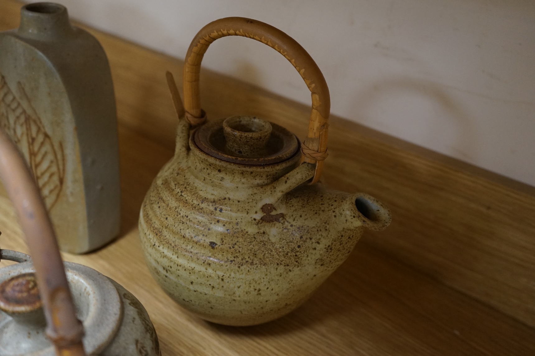 A collection of large Studio pottery vases teapots bowls and tureens (12). Tallest 27cm high